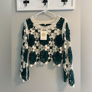 NWT Crochet crop sweater